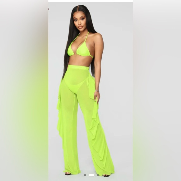 Sunshine See Through Cover Up Pant - Lime | Fashion Nova | NWT - Picture 1 of 7